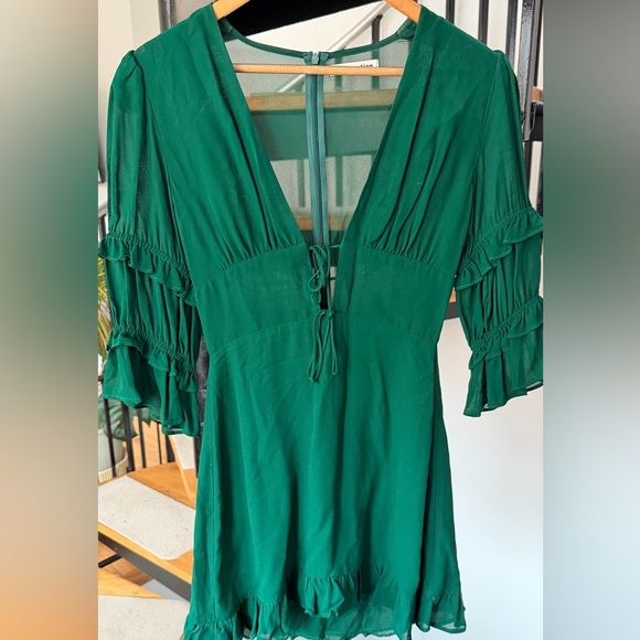 Reformation Laurelei Mini Dress Dark Green Size 4 - Picture 3 of 10